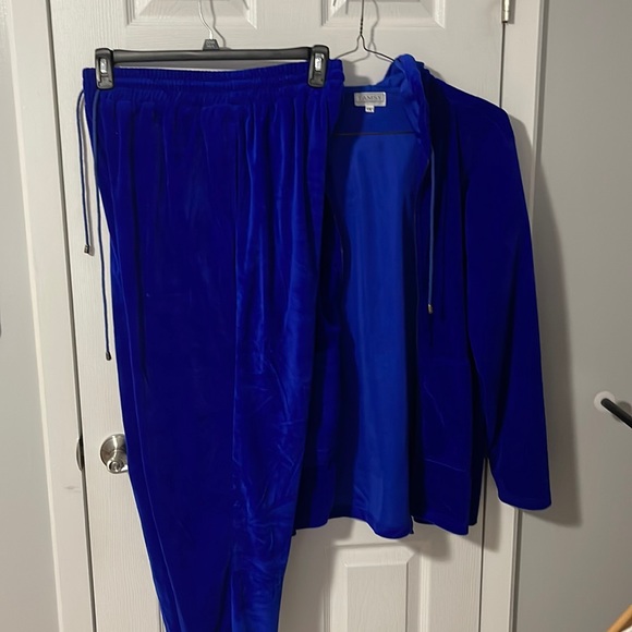 Tamsy Pants - NWOT Women Tamsy Blue Polyester Velour Ultra Soft Hooded Track Suit